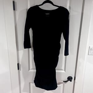 Maternity Dress Isabel Black Fitted Bodycon Small Crew Neck 3/4 sleeve